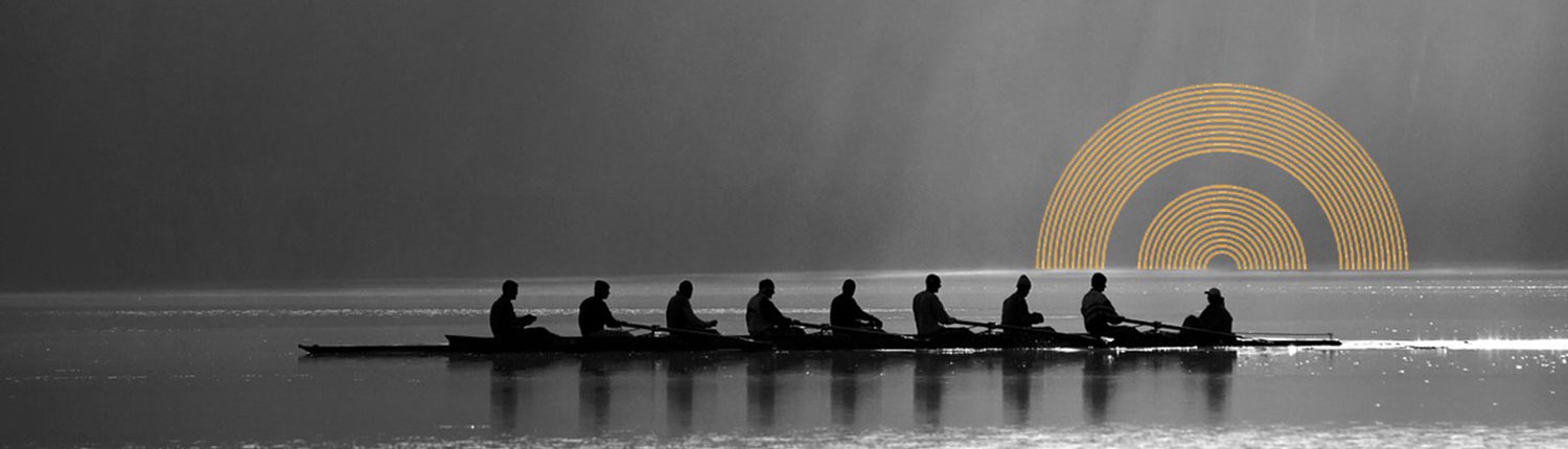 Team of rowers at rest