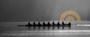 Team of rowers at rest