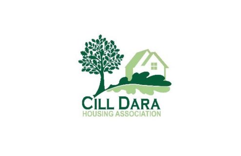 Cill Dara Housing Association Logo - green writing with tree and house